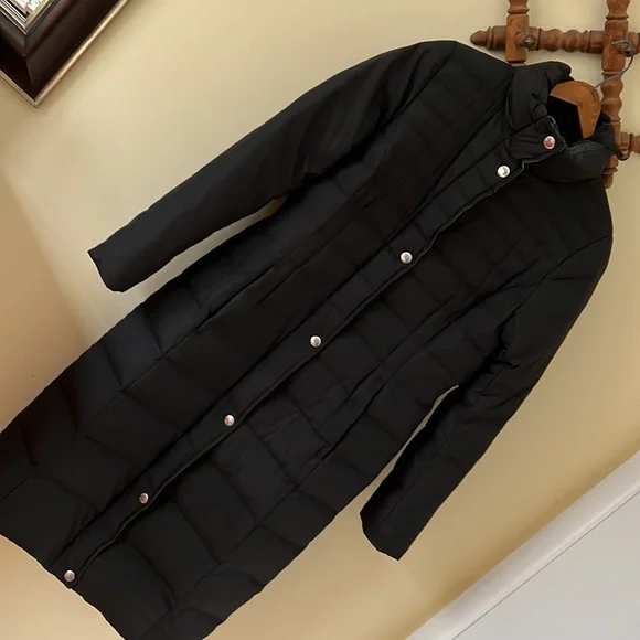 Lands’End Black Down Maxi Coat Sz XS - Picture 13 of 14